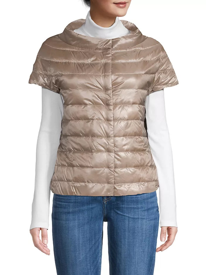 Taupe Cap Sleeve Padded Jacket