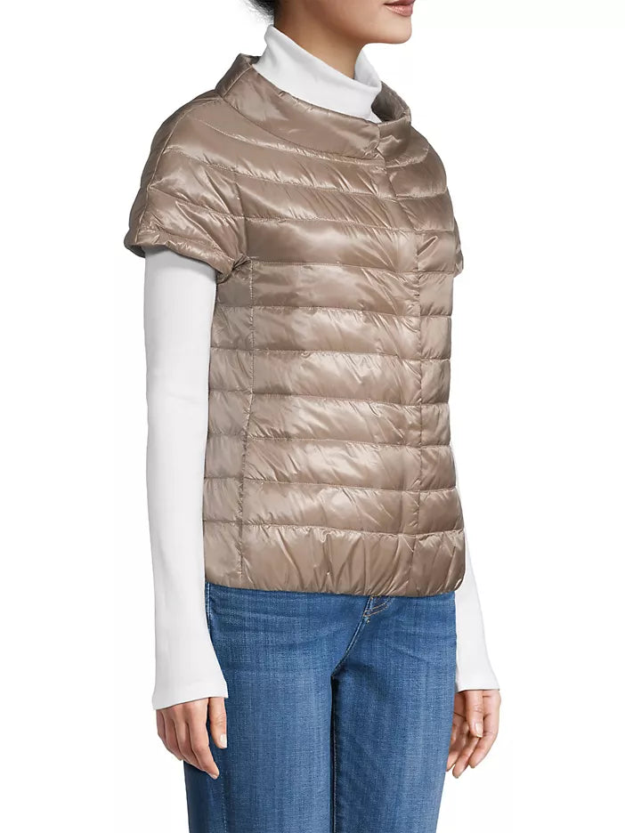 Taupe Cap Sleeve Padded Jacket