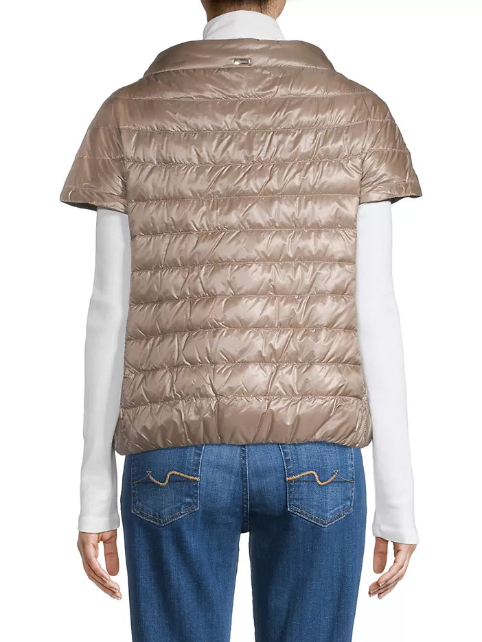 Taupe Cap Sleeve Padded Jacket