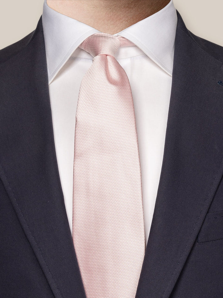 Pink Herringbone Woven Silk Tie