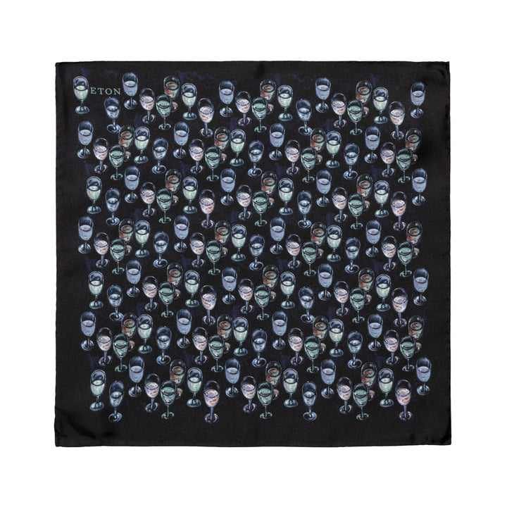 Dark Grey Glass Print Silk Pocket Square