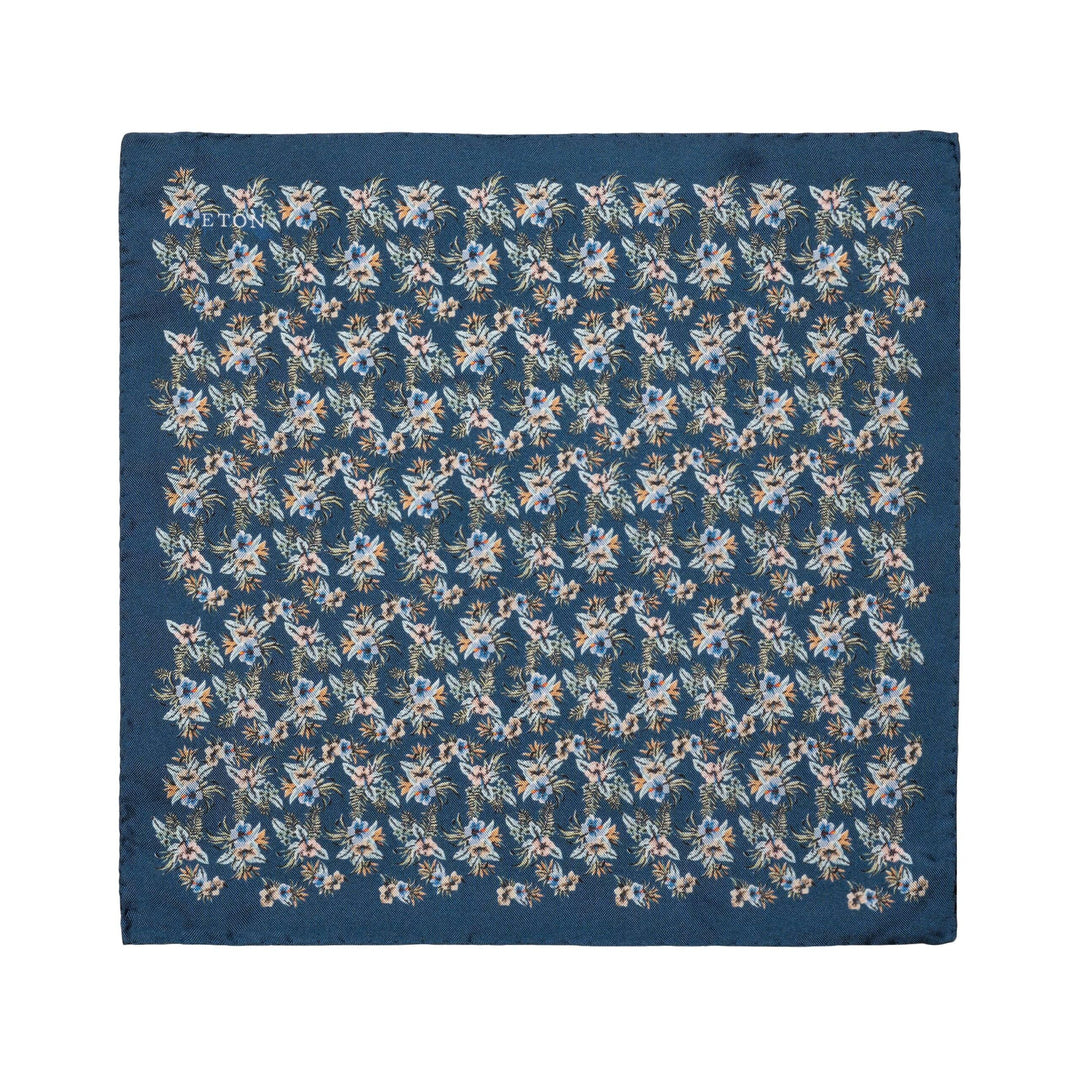 Mid Blue Floral Pocket Square