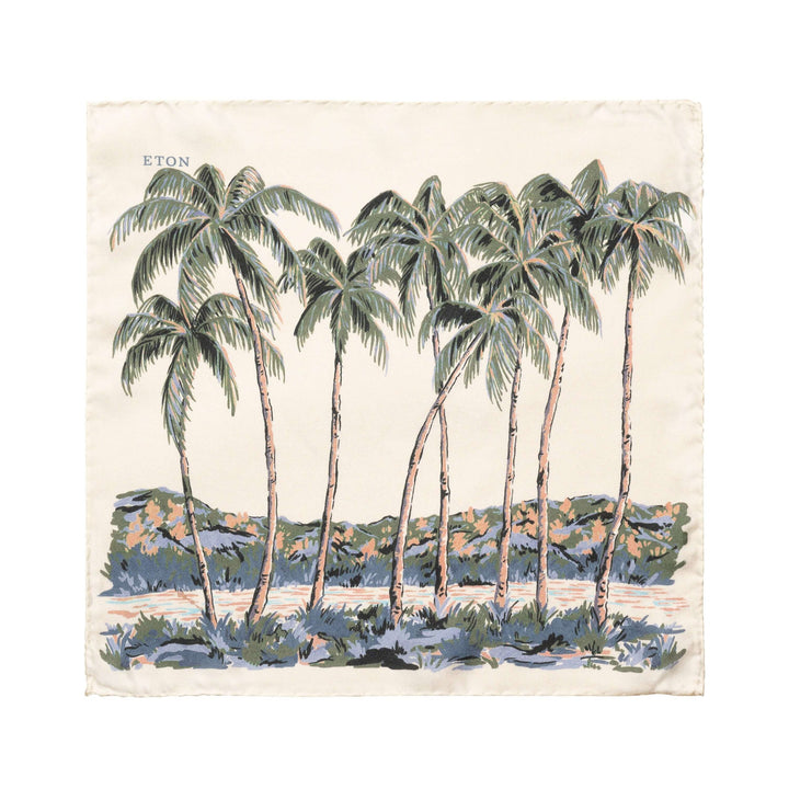 Mid Green Palm Tree Silk Pocket Square