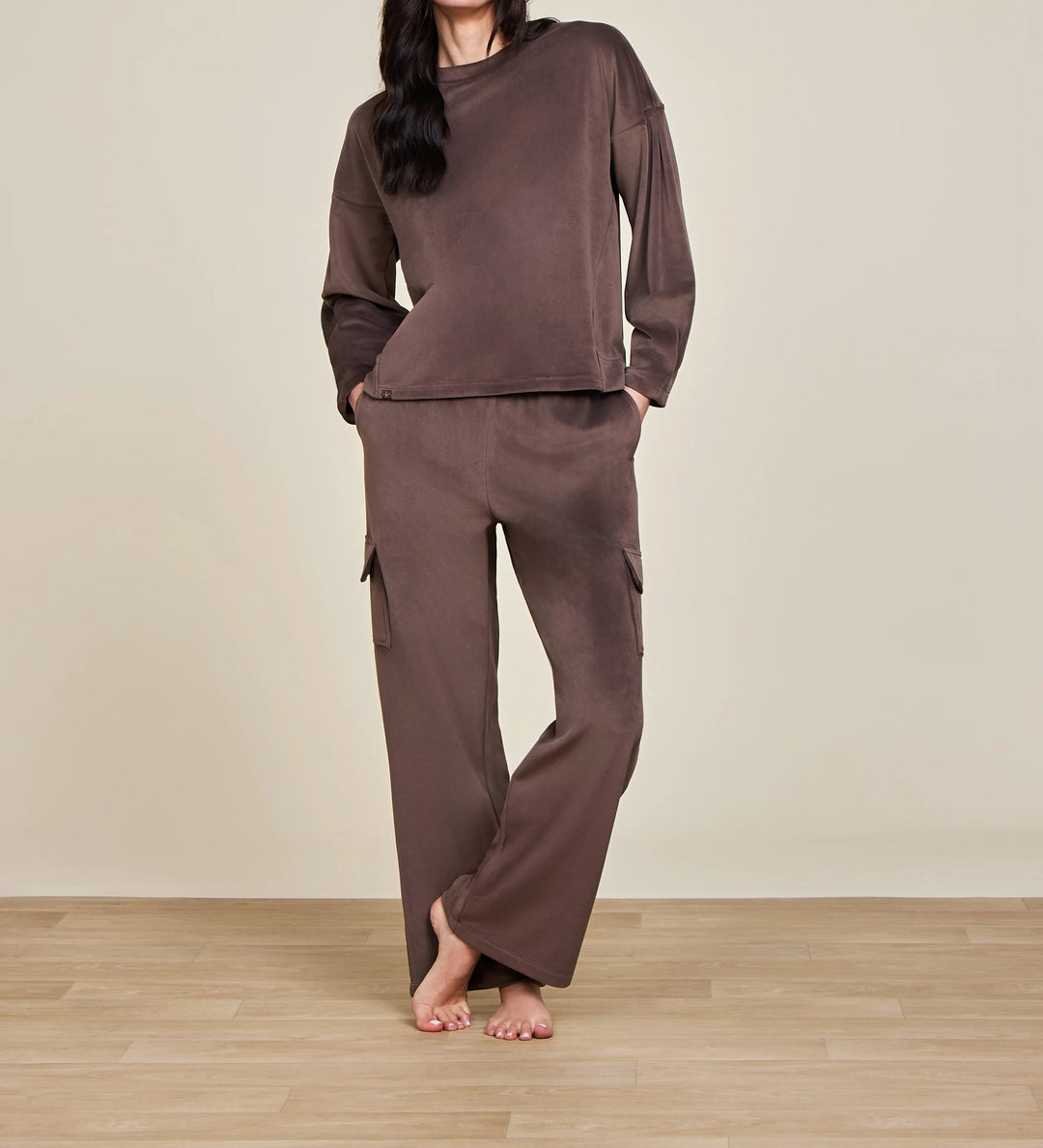 LuxeChic Tucked Sweatshirt - Java