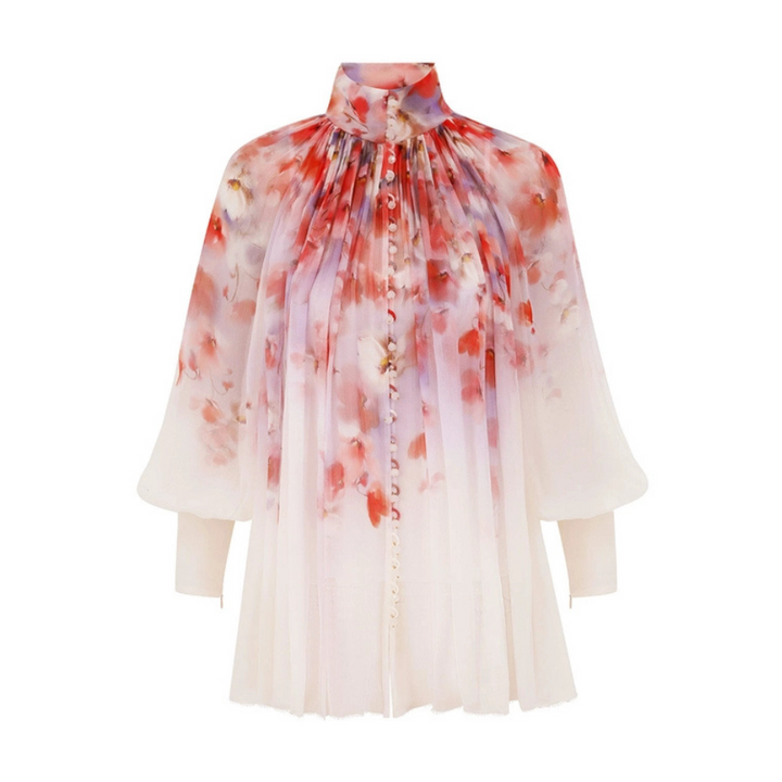 CRUSH SMOCK BLOUSE - SCARLET FLORAL - 2