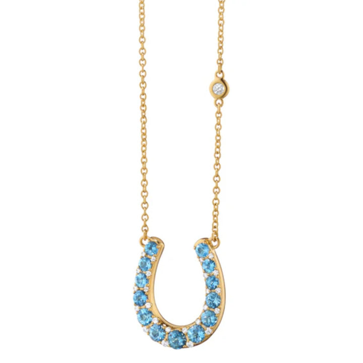 The Horseshoe Necklace with Aquamarine and Diamonds