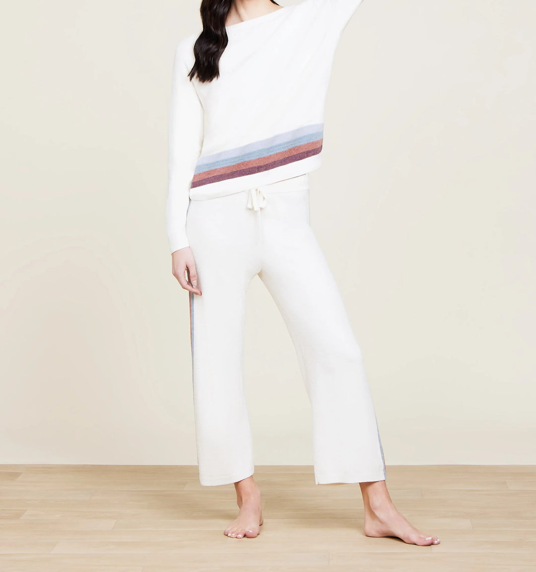 CozyChic Ultra Lite Multi Stripe Pullover - CREAM MULTI