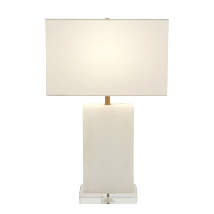 Alabaster Rectangular Table Lamp in Brass