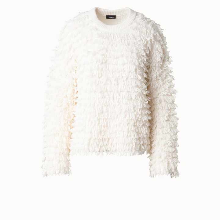 Allover Loops Wool Silk Cashmere Sweater - Ecru