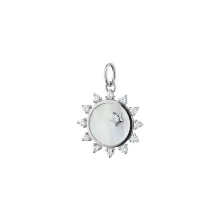 Mini Mother of Pearl Sapphire "Happiness" Sun Charm