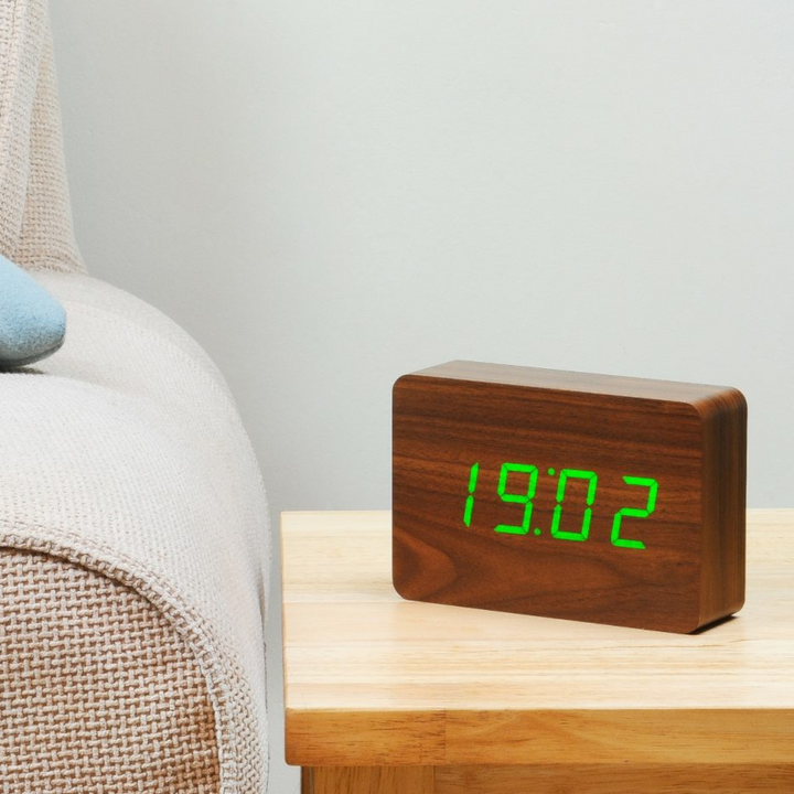 Brick Click Clock - Walnut Green LED