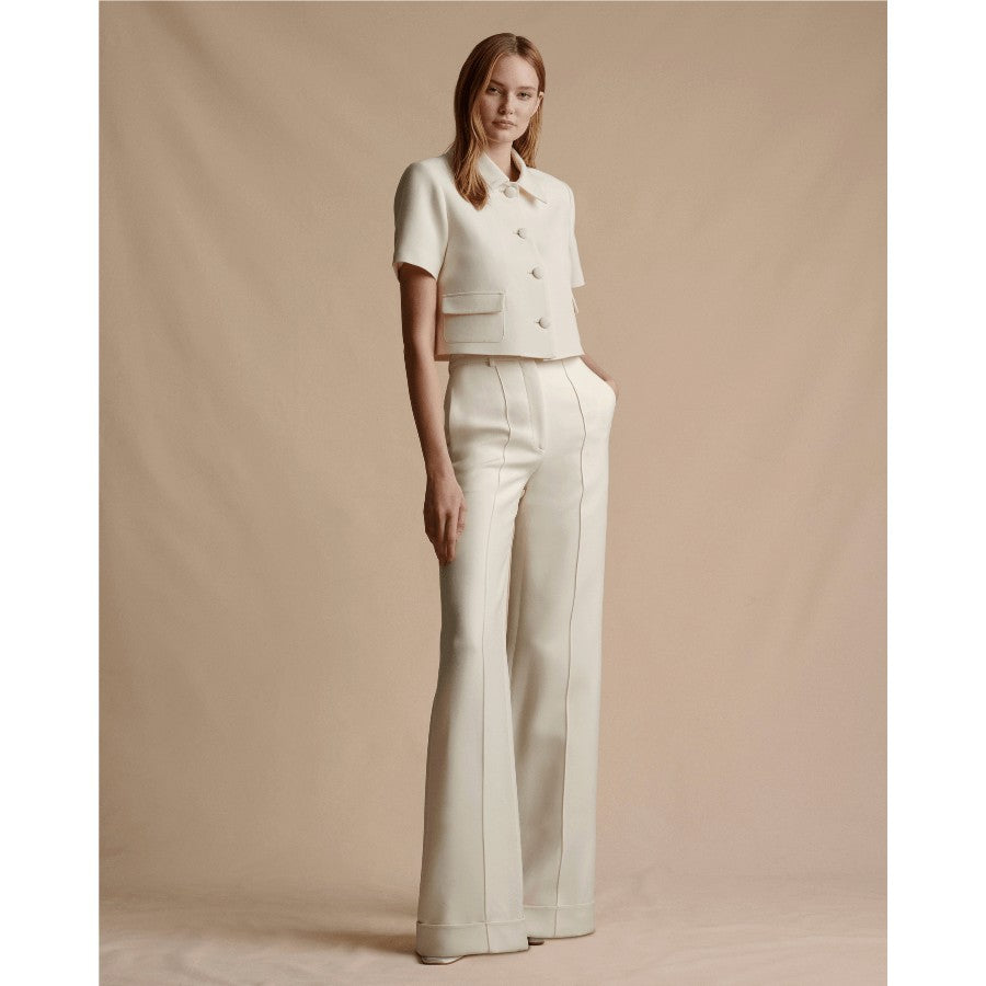 off white trouser with double lining and front crease