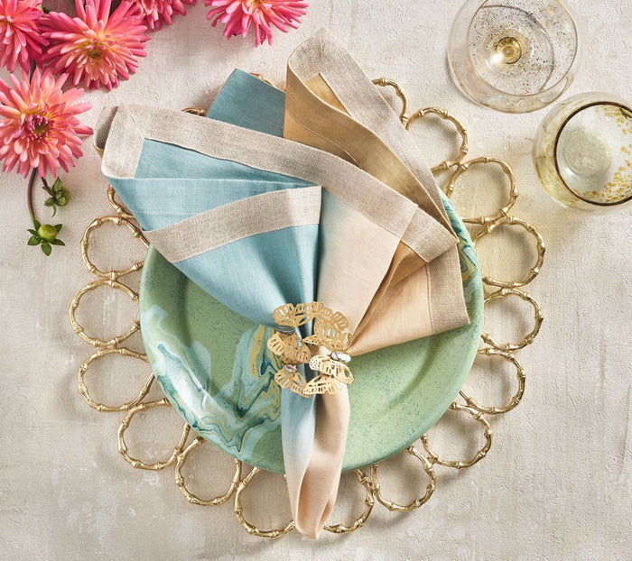 Dip Dye Napkins in Cool Tones - Natural & Seafoam