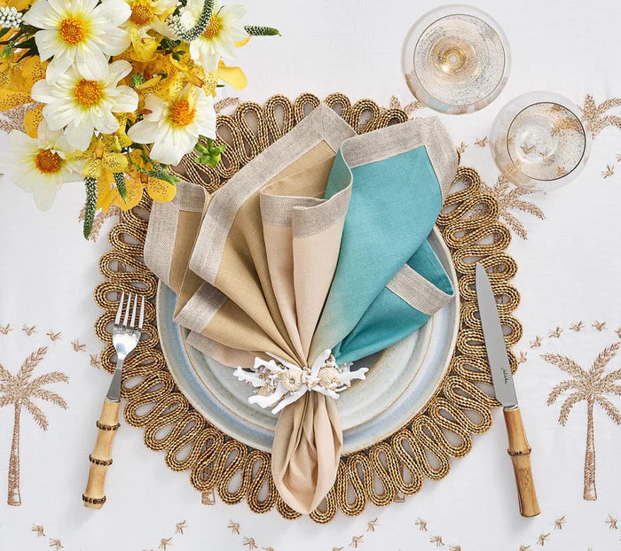 Dip Dye Napkins in Cool Tones - Natural & Seafoam