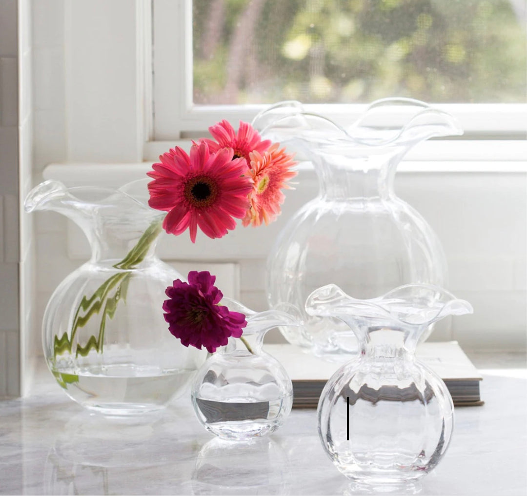 Hibiscus Glass Clear Medium Fluted Vase