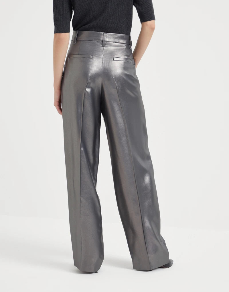 Metallic Fluid Silk Pants