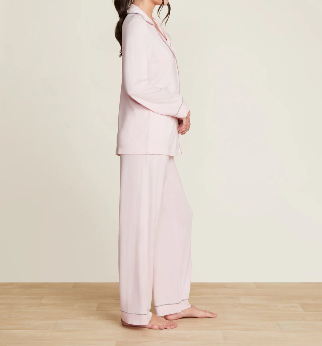 Luxe Milk Piped Pajama - Pink