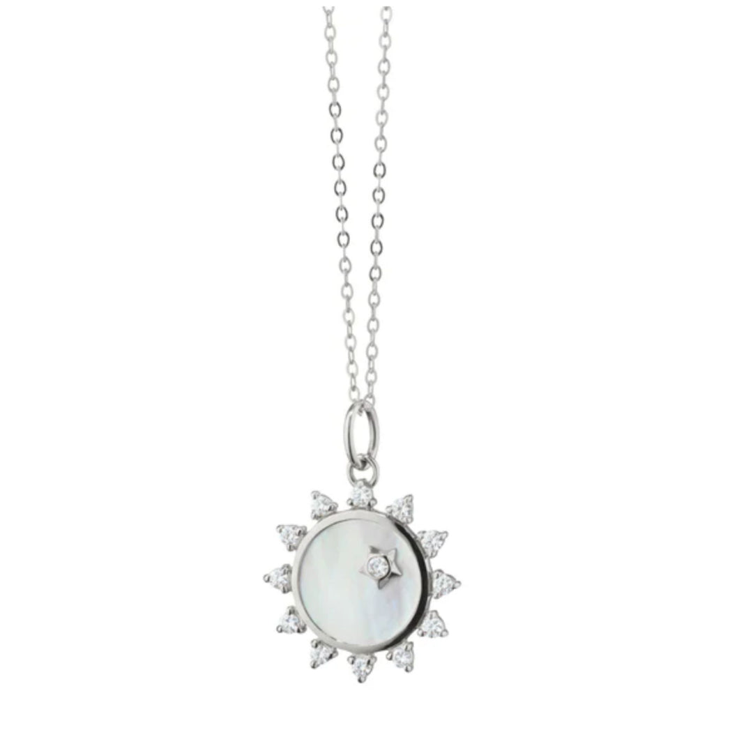 Mini Mother of Pearl Sapphire "Happiness" Sun Charm