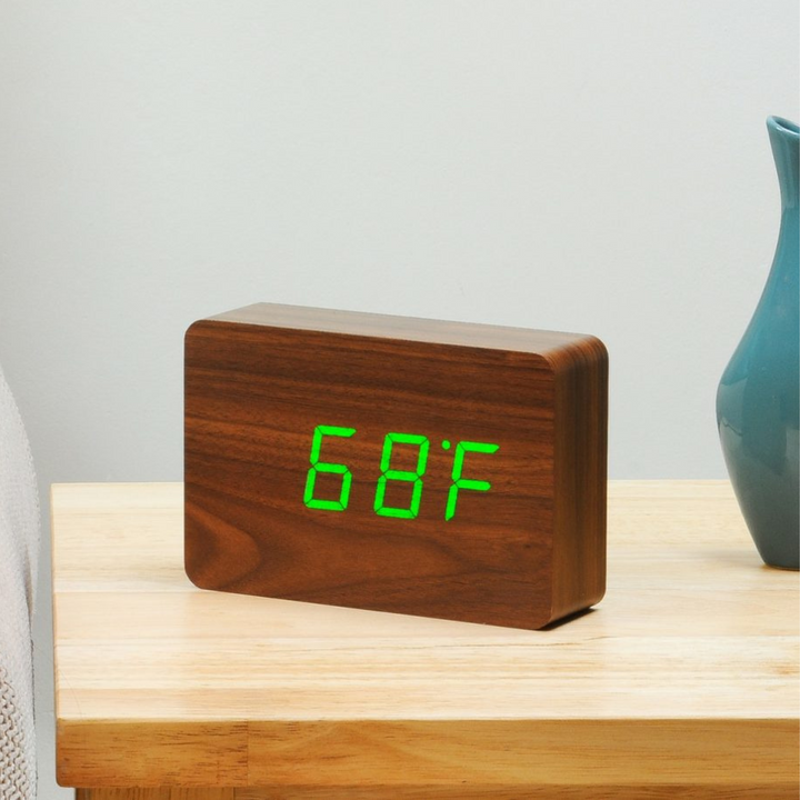 Brick Click Clock - Walnut Green LED