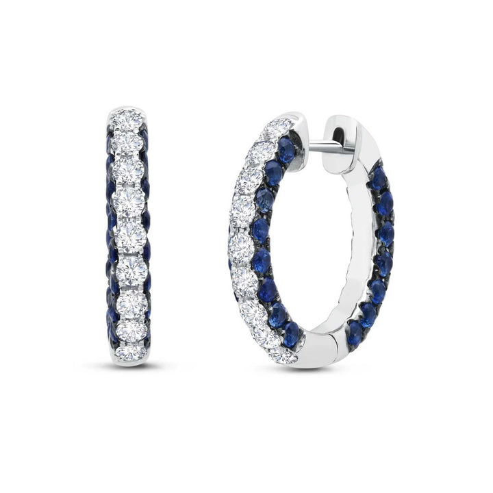 Gemstone & Diamond 3 Sided Hoop Earrings