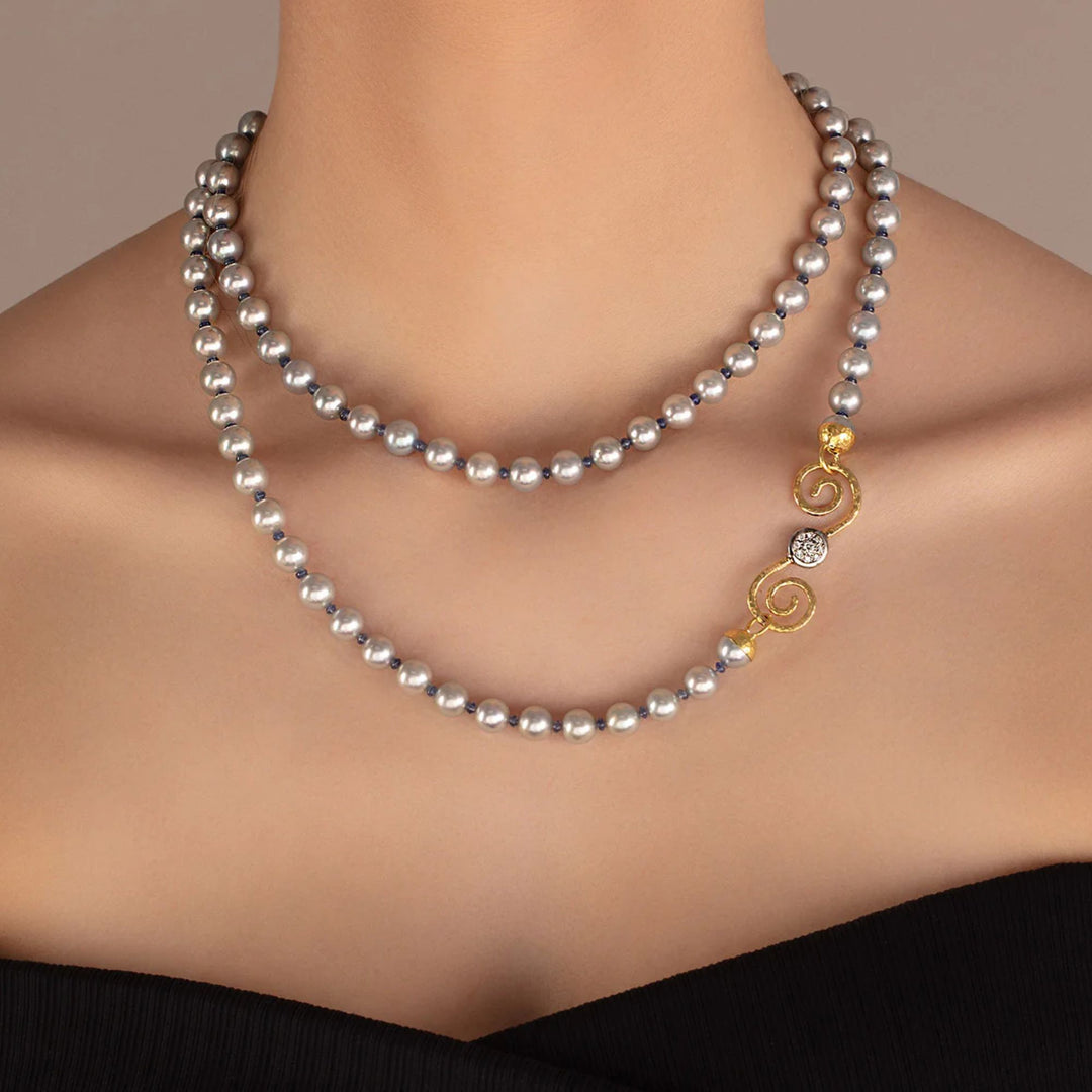 OOAK Grey Freshwater Pearl Single Strand Necklace