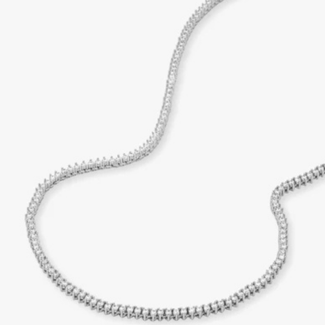 Baby Not Your Basic Tennis Necklace 18 - Silver/White