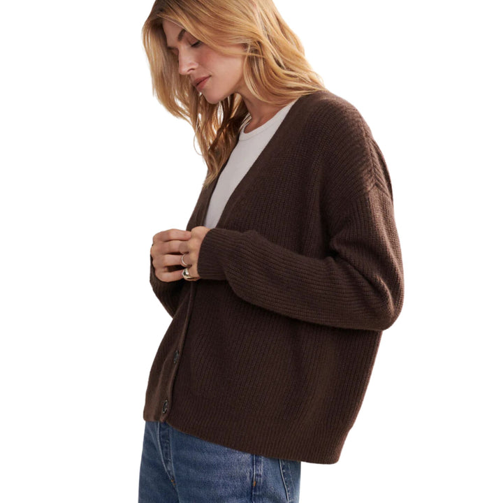 Cropped Cashmere Cocoon Cardigan Chocolate