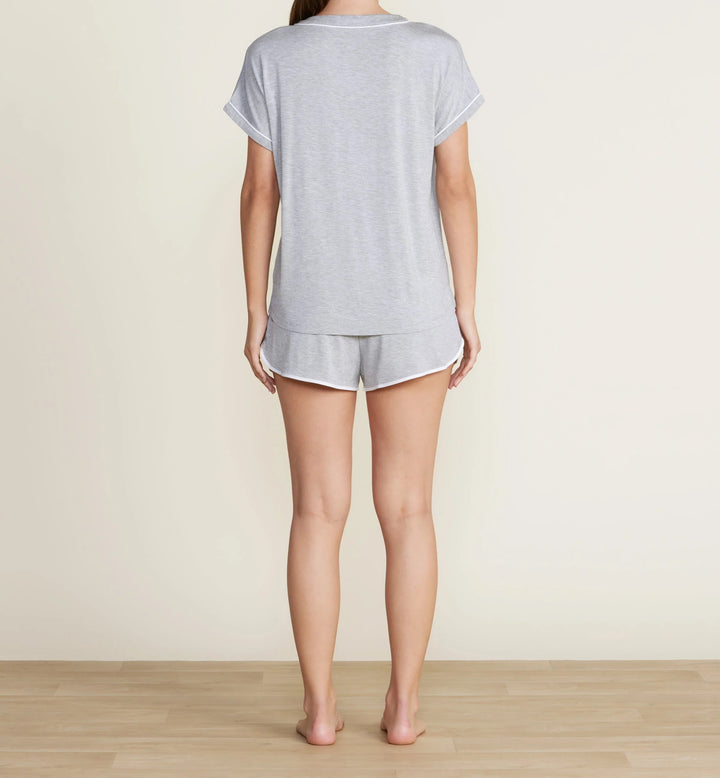 MC Soft Jersey Piped PJ Set in Heathered Grey