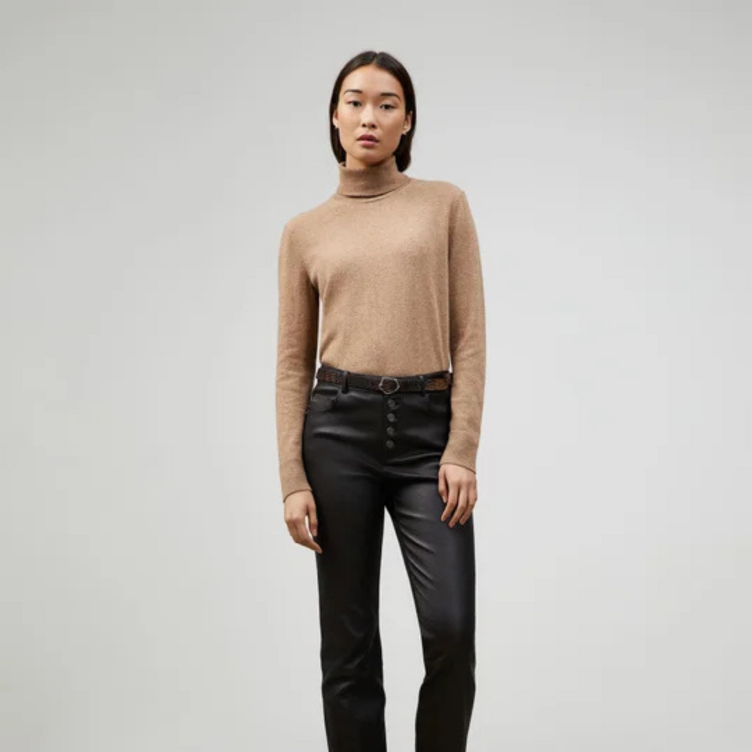 Cashmere Turtleneck Sweater in Cammello Melange