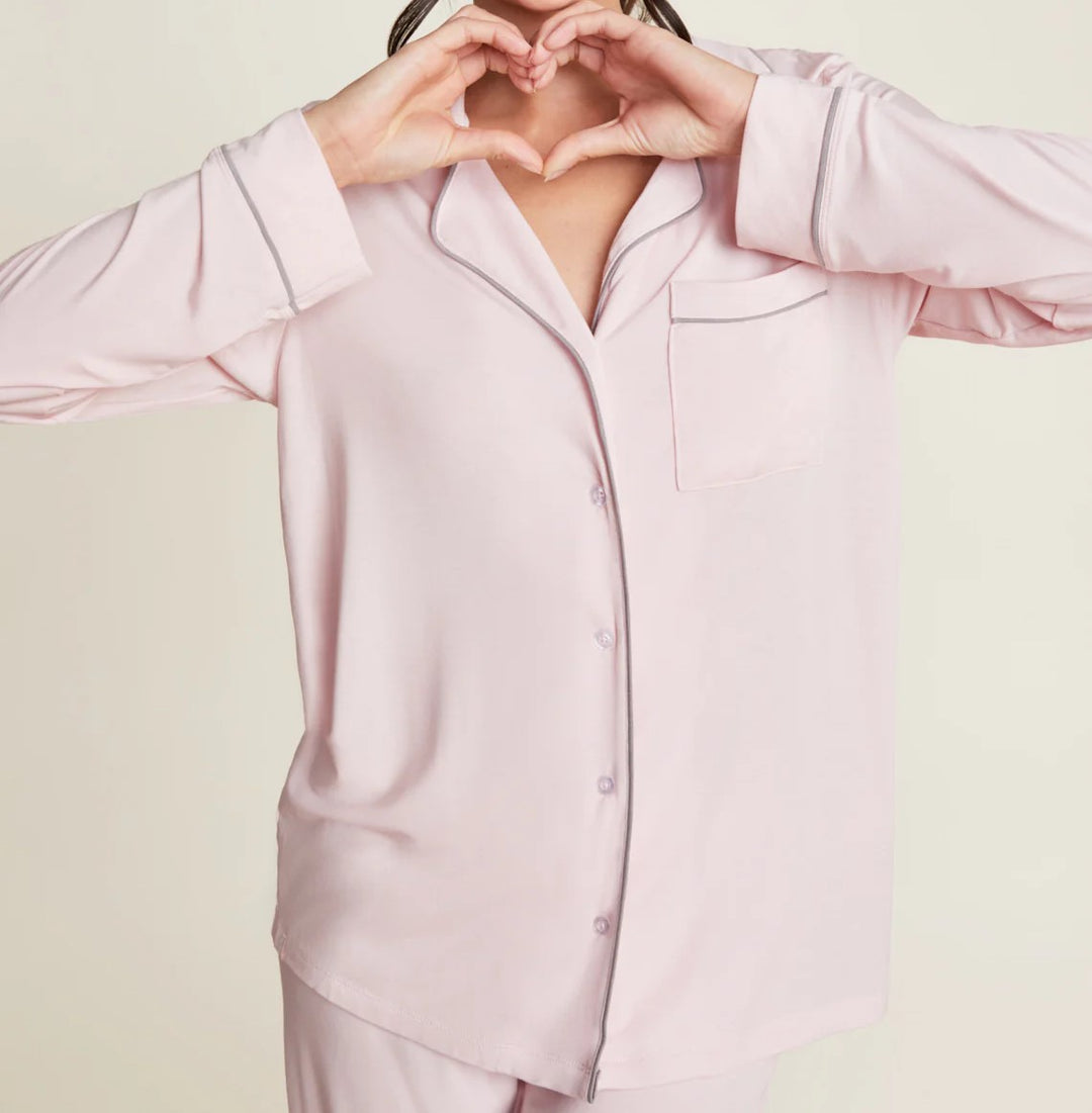 Luxe Milk Piped Pajama - Pink