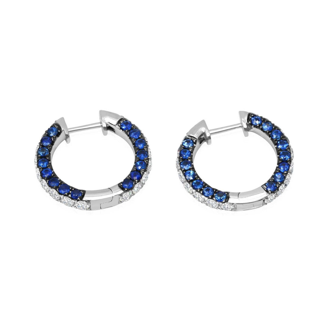 Gemstone & Diamond 3 Sided Hoop Earrings