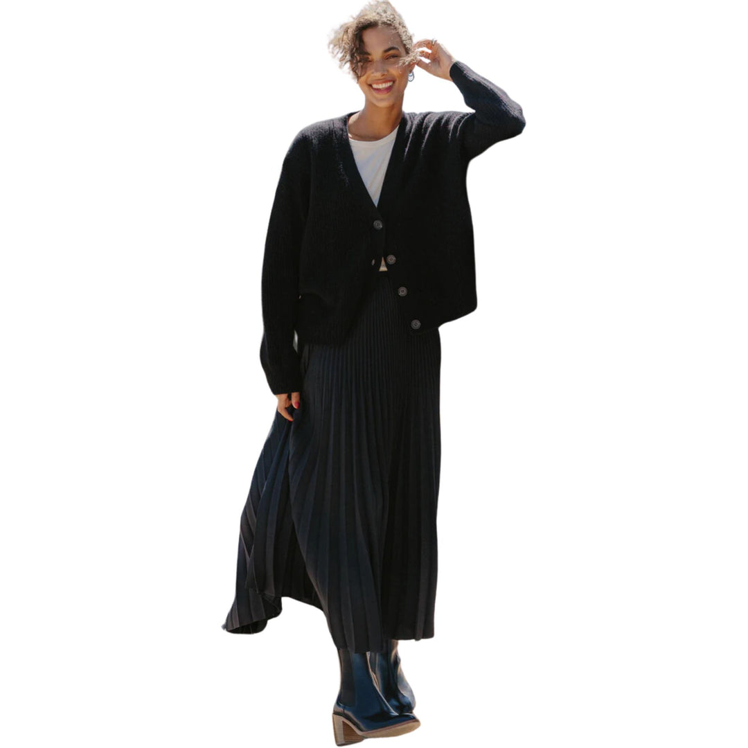 Cropped Cashmere Cocoon Cardigan Black