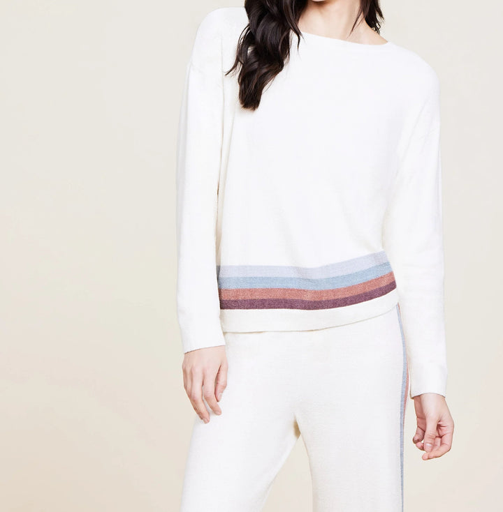 CozyChic Ultra Lite Multi Stripe Pullover - CREAM MULTI