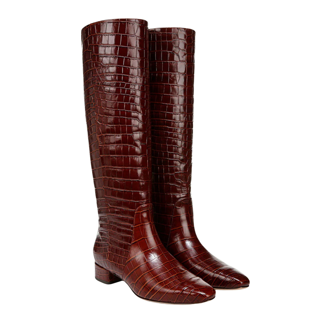 Cecile Croc Embossed Leather Boots