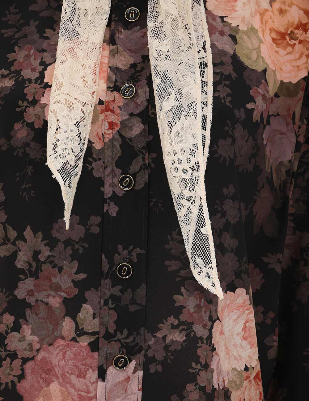 Illustration Lace Scarf Shirt