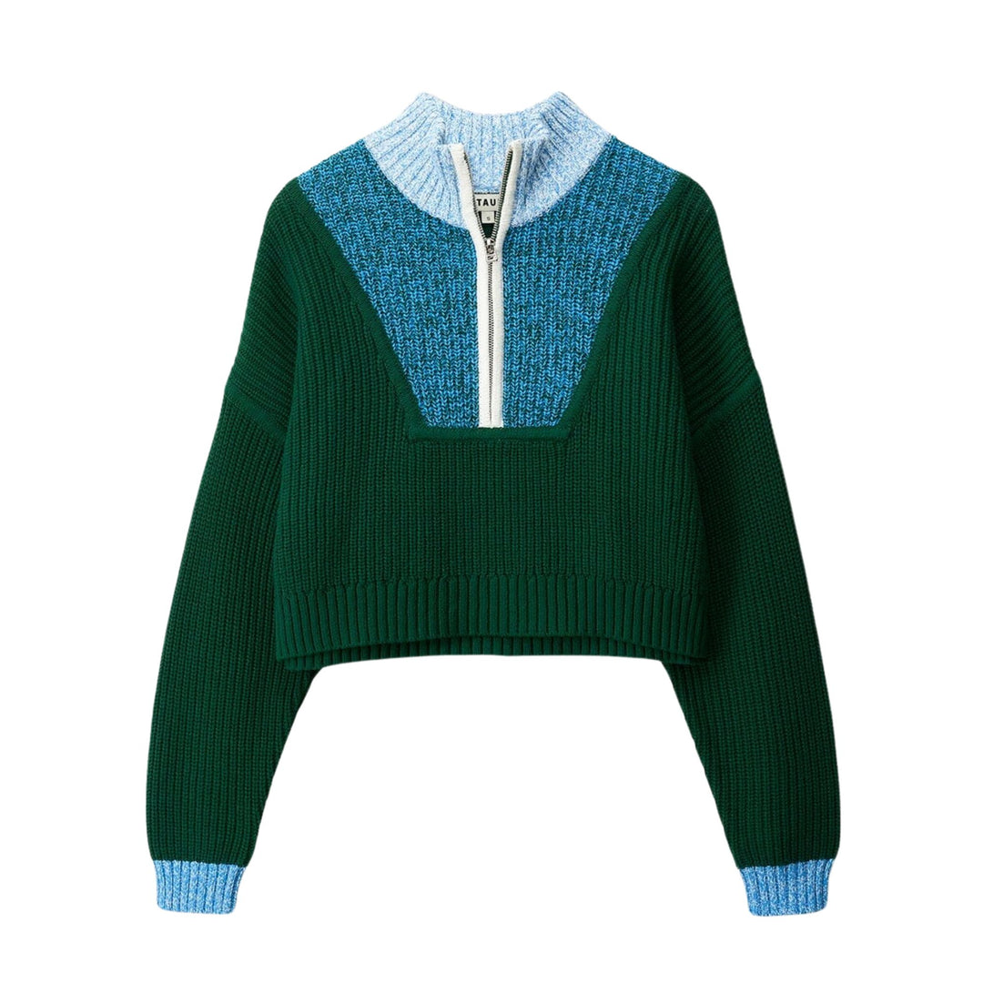 Cropped Hampton Sweater - Jungle/Sky/Ivory