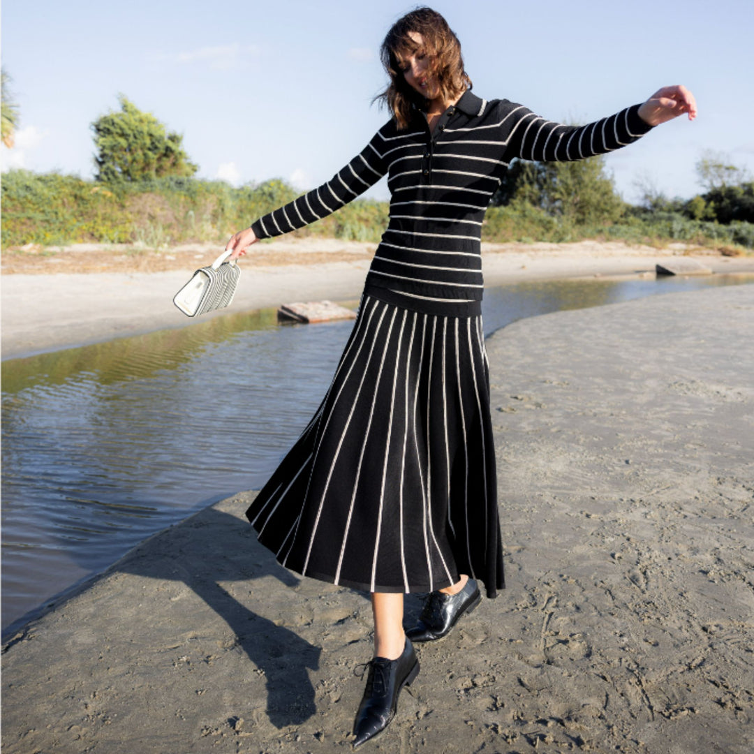 Crush Stripe Midi Skirt