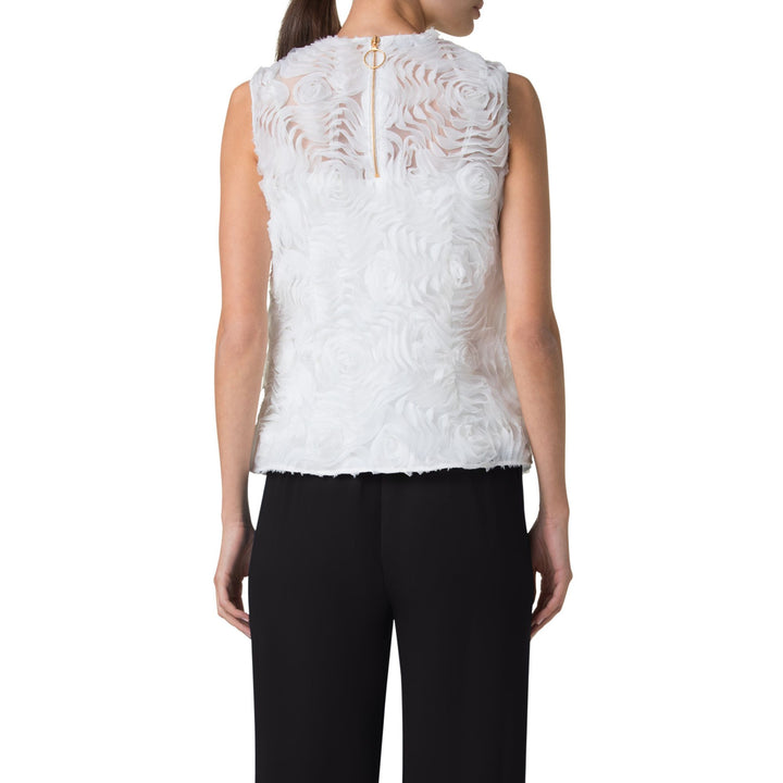 Sleeveless Blouse with 3D Carnation Embroidery