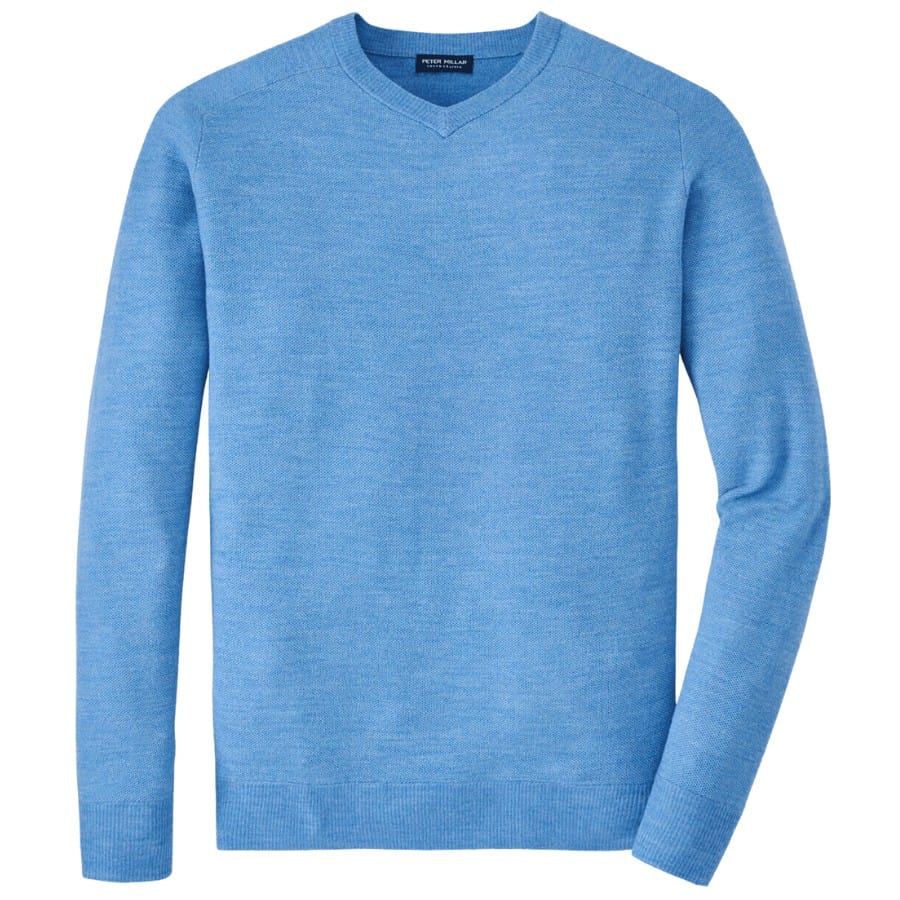 This lightweight sweater is crafted from the softest 17.5 micron Merino wool with an intricate honeycomb stitch. A unique high-V construction sits between a traditional V-neck and crewneck for an updated take on timeless style.