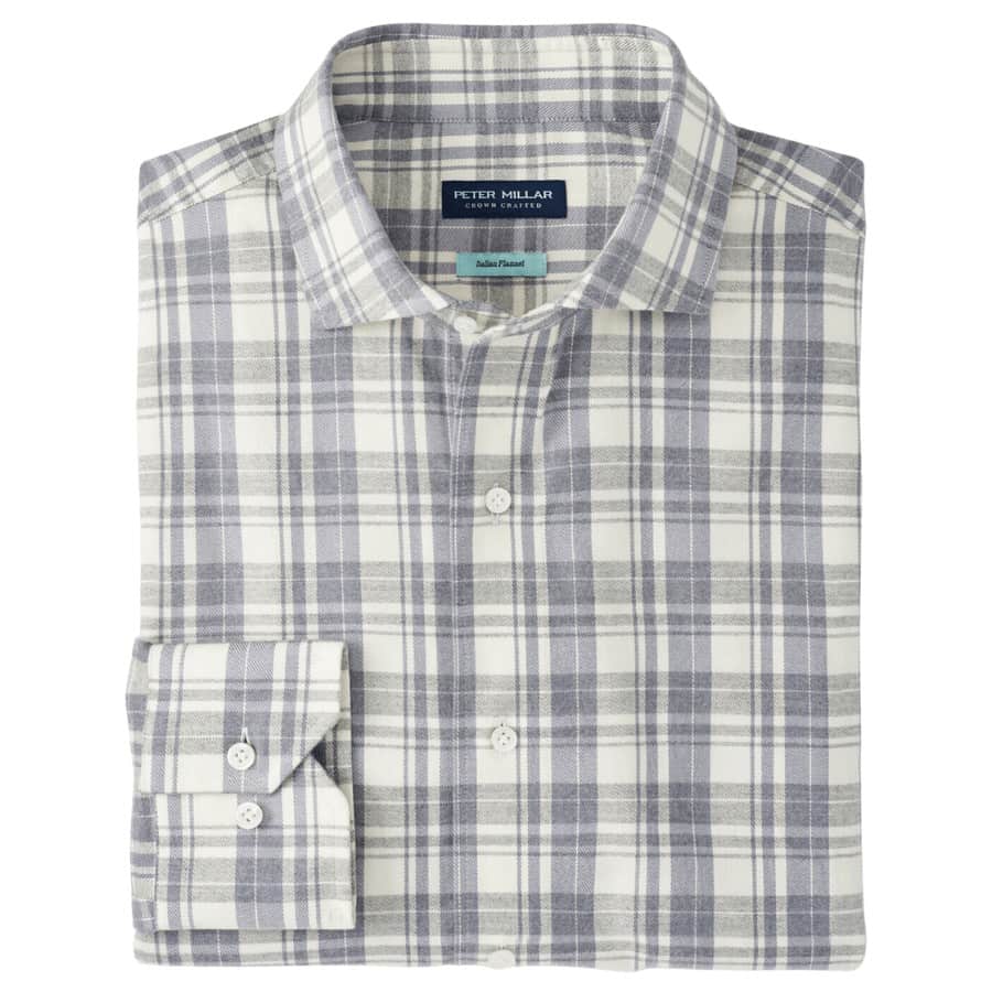 Our seasonal flannels are made from a specially crafted cotton-blend from Italy. We worked exclusively with the mill to craft a perfect three-season yarn that’s soft and substantial but not heavy. Each pattern is designed exclusively for Peter Millar and the shirts are finished with mother-of-pearl buttons.