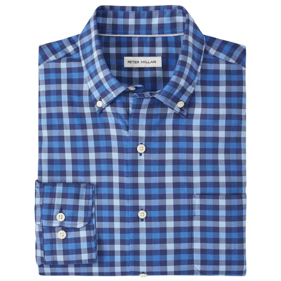 This sport shirt is made from a comfortable cotton-performance twill with stretch and softness. It’s finished with a button-down collar, French placket and double-button barrel cuffs.