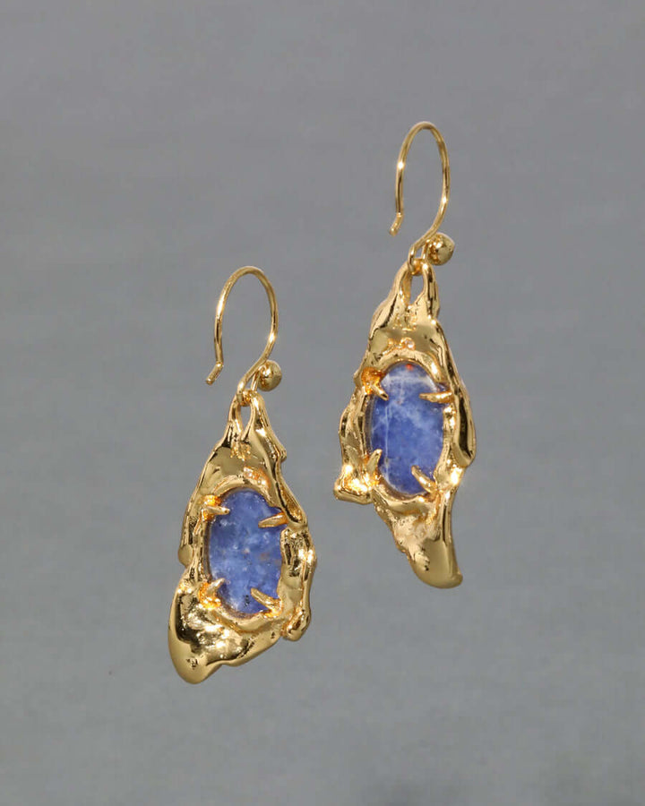 Brut Gold Sodalite Wire Earring