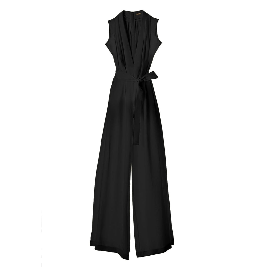 ADAM LIPPES Nansi Jumpsuit in Silk Crepe in Black