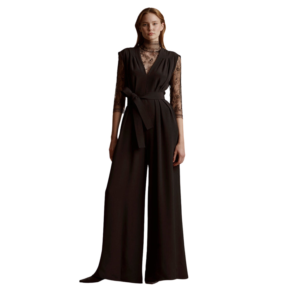 ADAM LIPPES Nansi Jumpsuit in Silk Crepe in Black