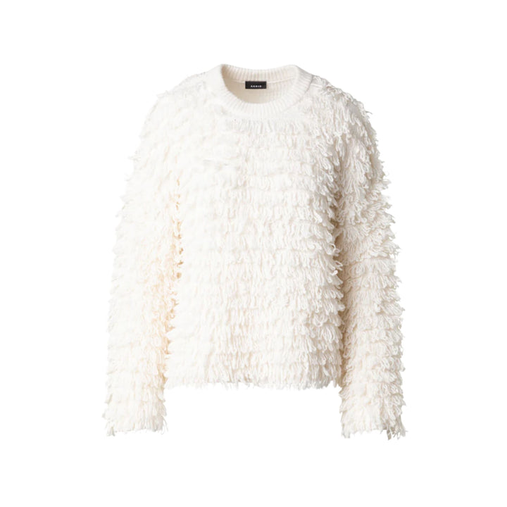 Allover Loops Wool Silk Cashmere Sweater - Ecru