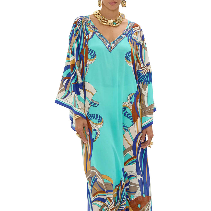 Camilla V Neck Kaftan with Ties