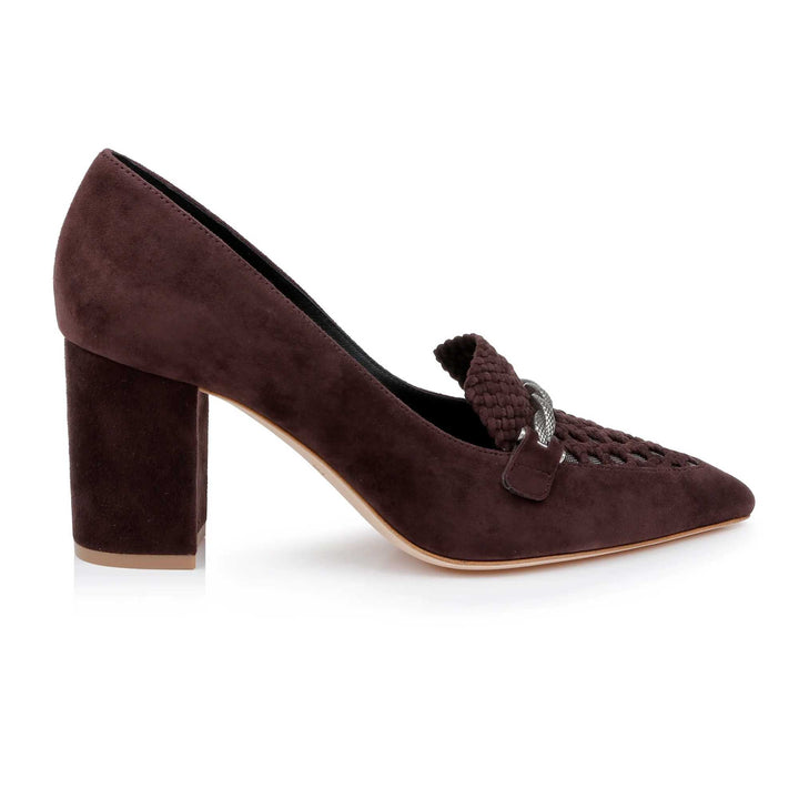 Chocolate Eleonore Suede Loafer Pump