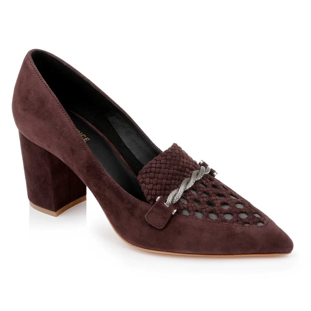 Chocolate Eleonore Suede Loafer Pump