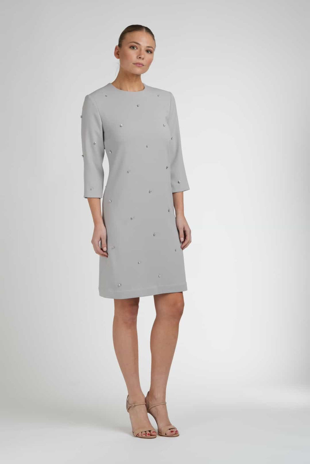 Shift Dress with Crystals Grey