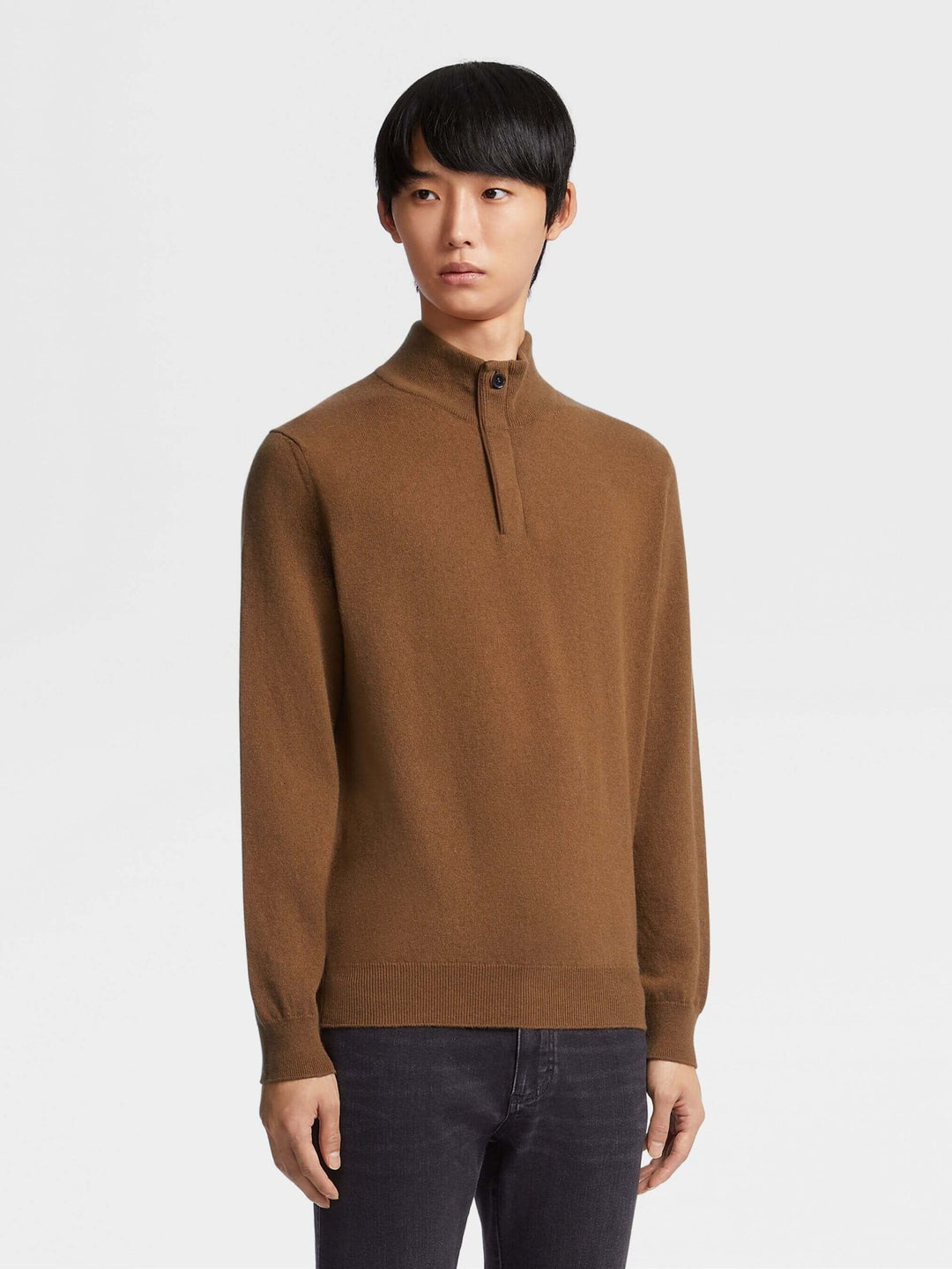 Oasi Cashmere Zip Mock Neck Sweater